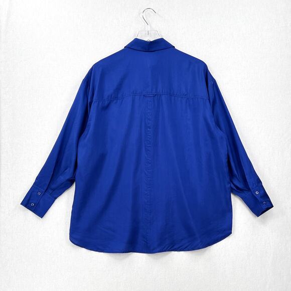 APIECE APART Oversize Button Down Shirt Womens Small Ceru Blue Silk Long Sleeve - Picture 7 of 16